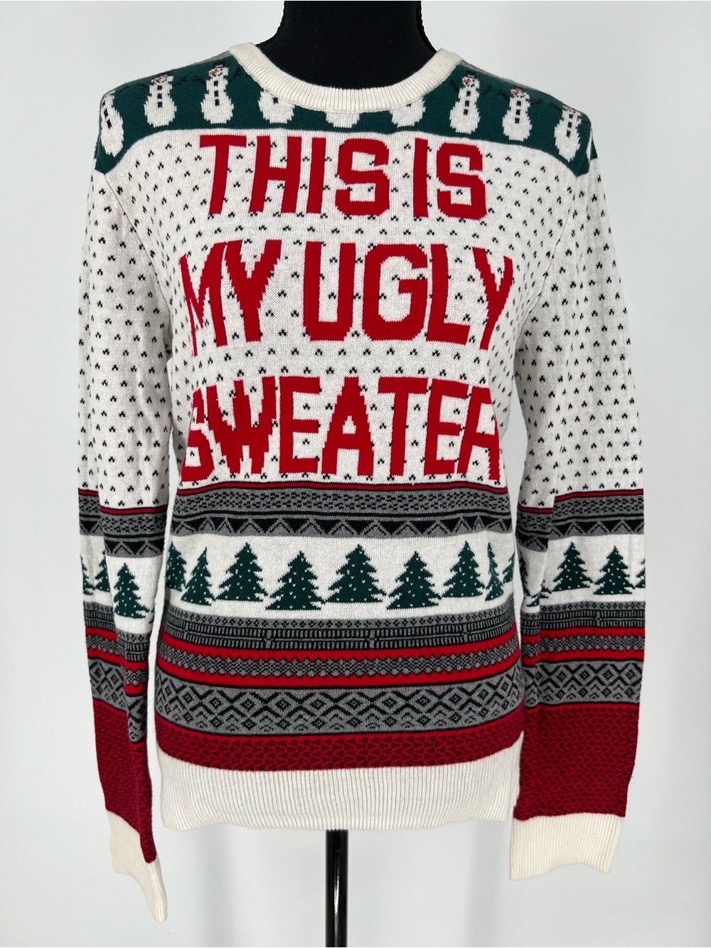 Aeropostale Black, White, Green &‎ Orange Knit Sweater